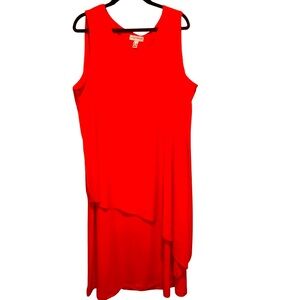 MSK Orange Asymmetrical High-Low Sheath Dress
